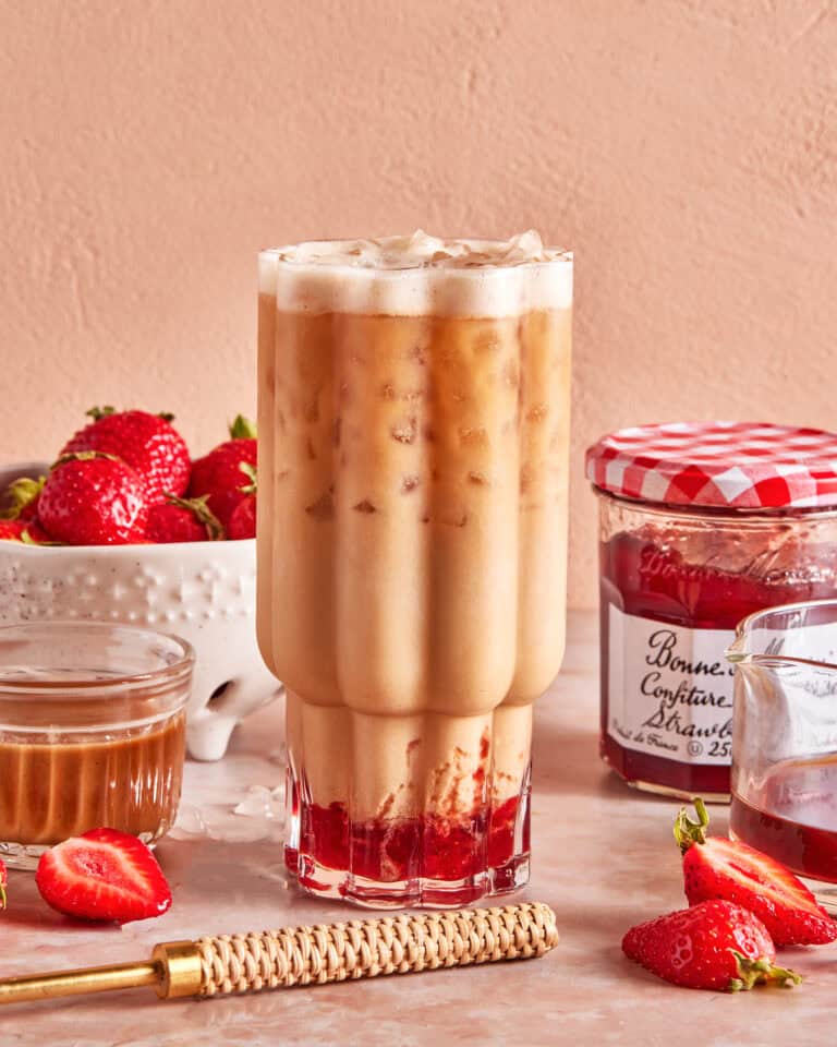 Strawberry Peanut Butter Iced Latte