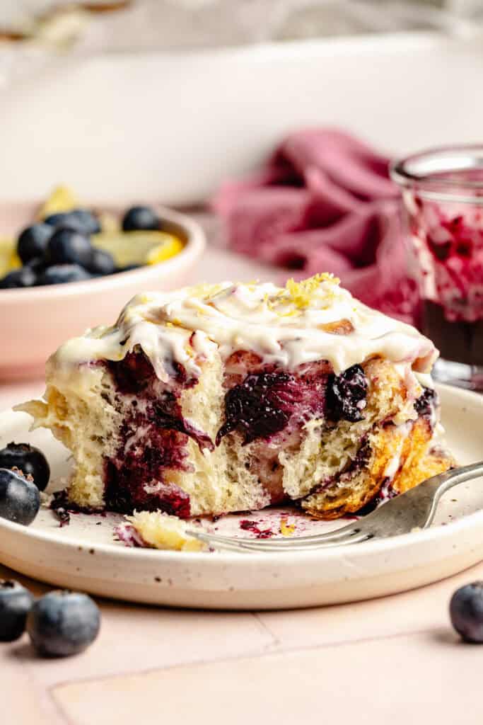 blueberry sweet roll on plate