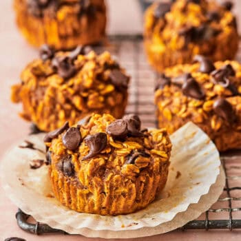 pumpkin oatmeal cup on wire rack