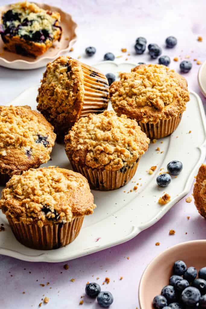 blueberry muffins on serving plate
