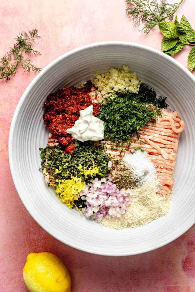 meatball ingredients in bowl