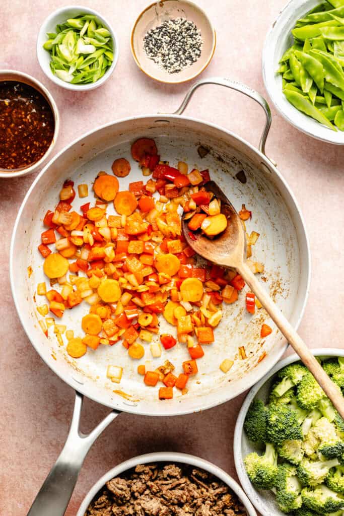 veggies sautéed in pan