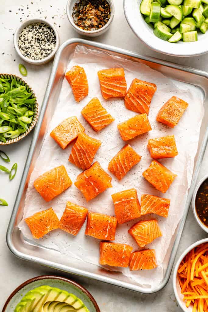 salmon on sheet pan 