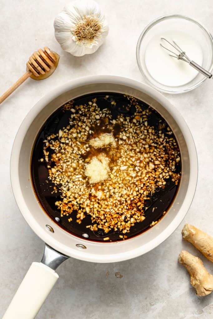 teriyaki sauce ingredients in pot