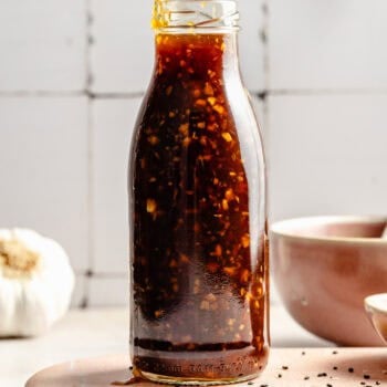homemade teriyaki sauce in glass jar