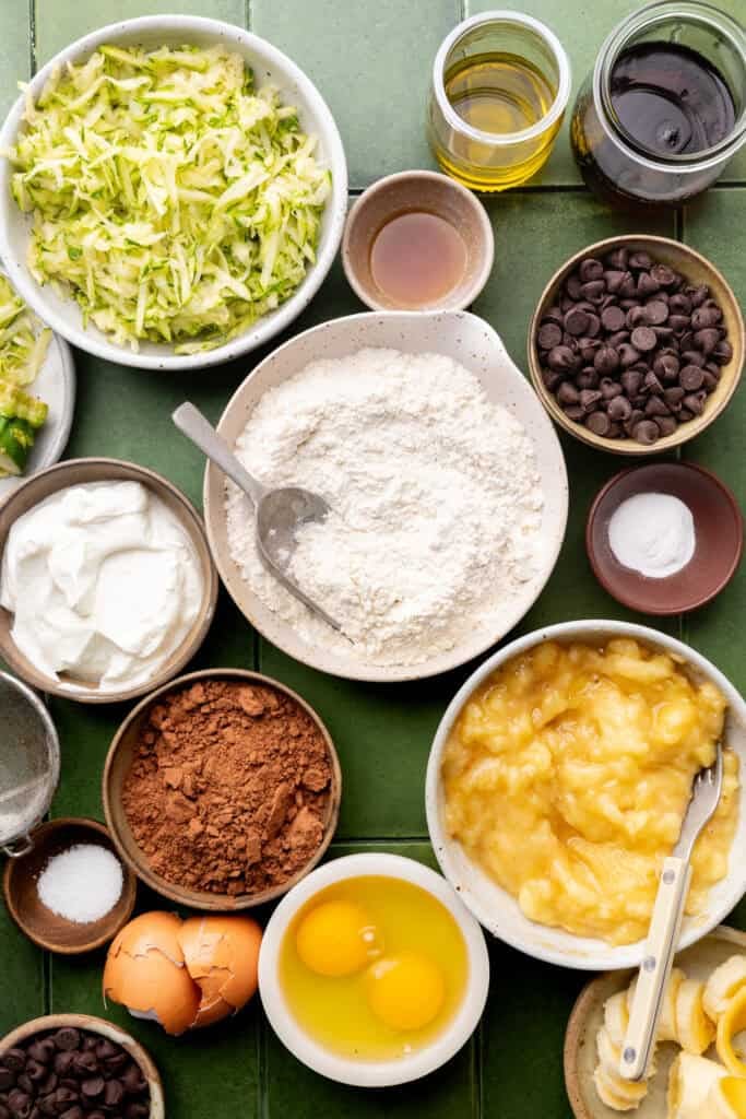 double chocolate zucchini muffin ingredients