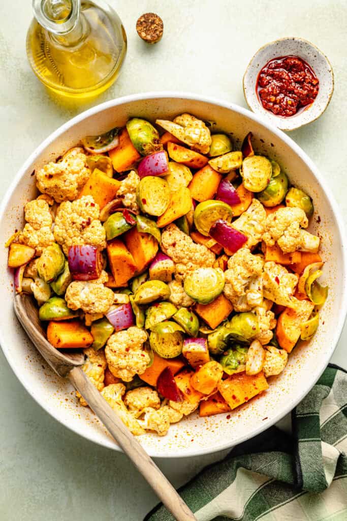 vegetables in mixing bowl