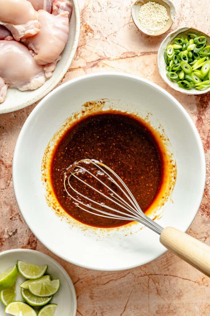 miso glaze with whisk in bowl