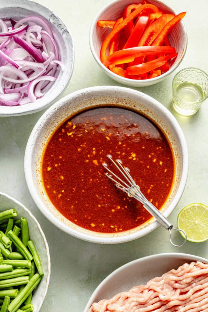 gochujang sauce with whisk