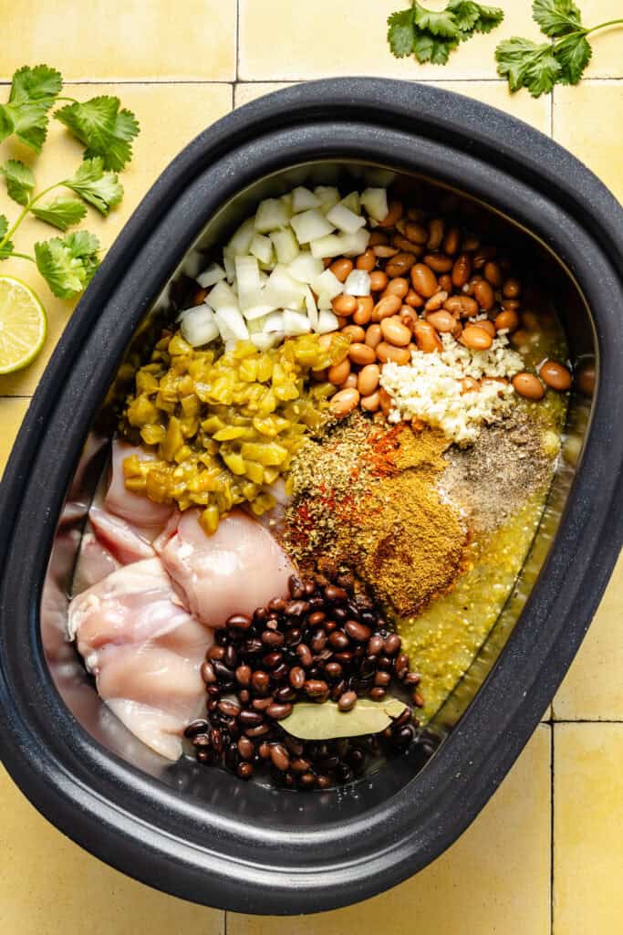 soup ingredients in slow cooker