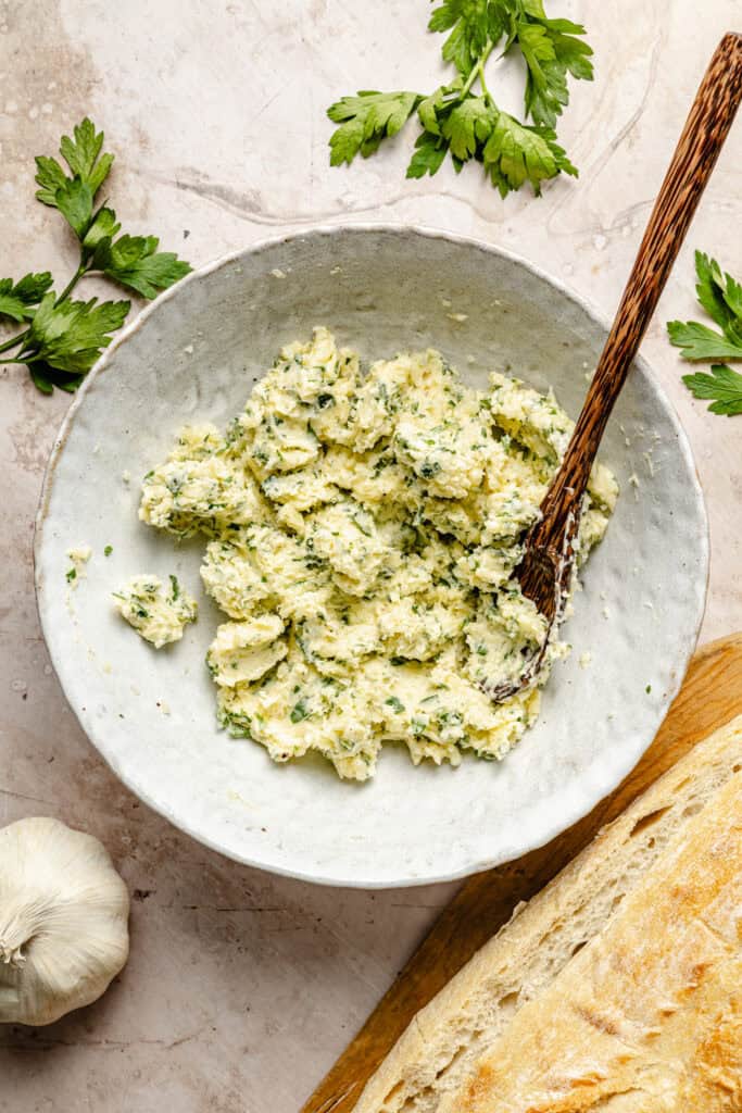 garlic, herb, and cheese butter mixture