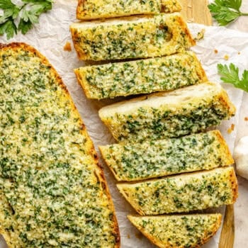 slices of homemade garlic bread