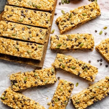 cut granola bars on parchment paper
