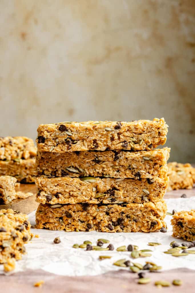 stack of cut granola bars