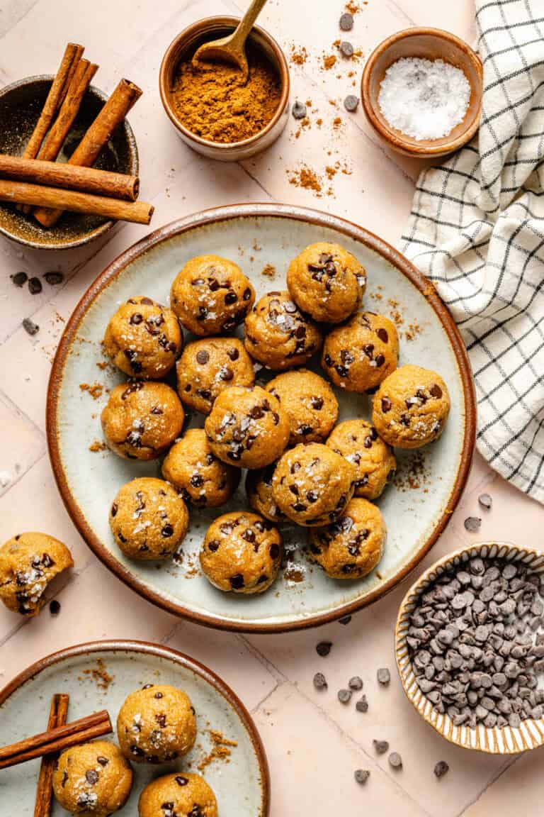 pumpkin protein balls on plate