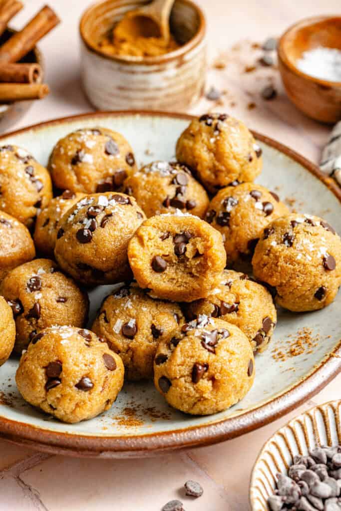 pumpkin protein balls on plate