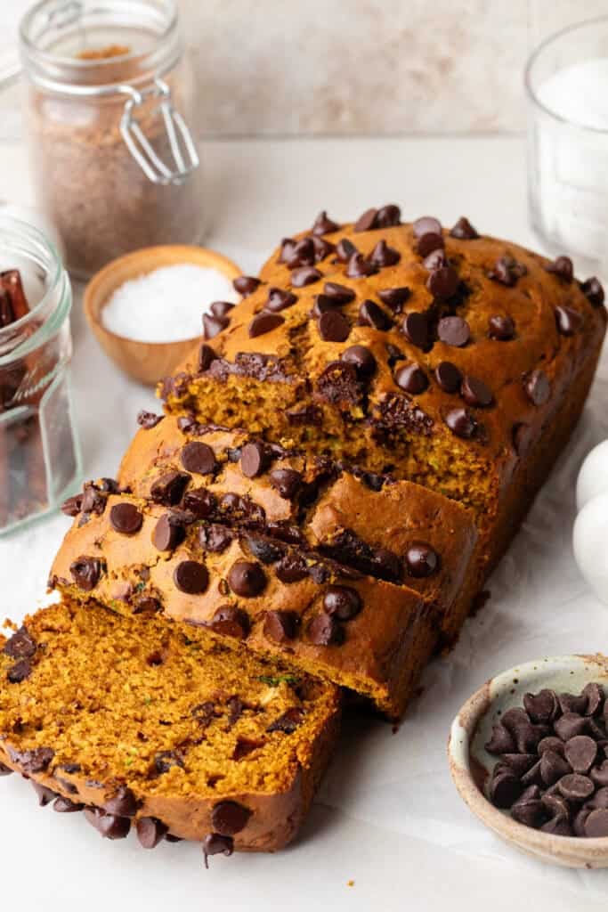 pumpkin zucchini bread sliced