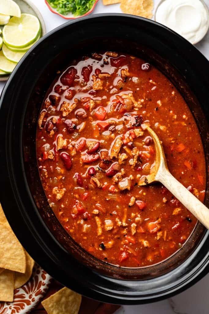 turkey chili in the slow cooker