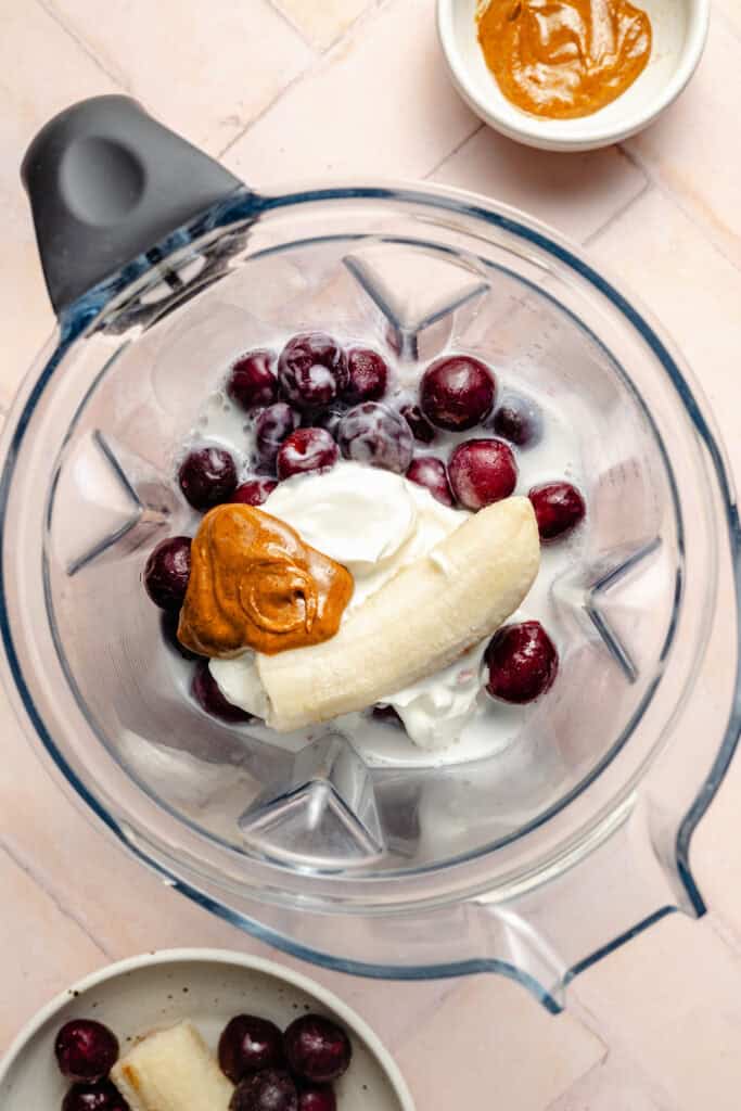 smoothie ingredients in blender