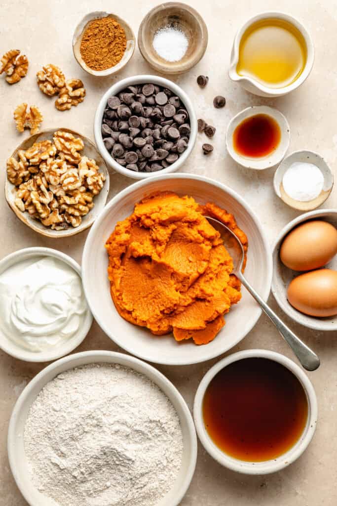 pumpkin bread ingredients in small bowl