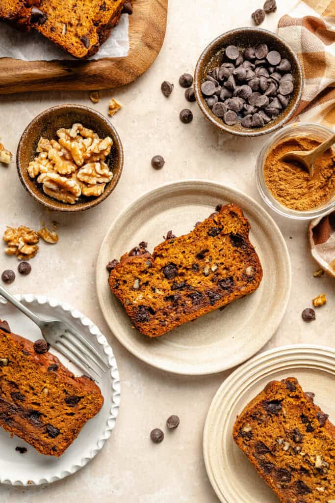 slice of pumpkin bread on plate