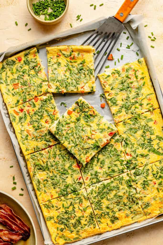 sheet pan eggs baked on sheet pan