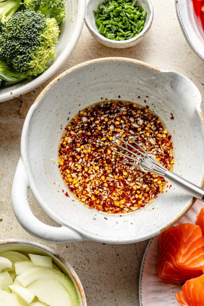 salmon and veggie marinade