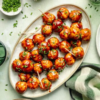 bbq chicken meatballs on platter