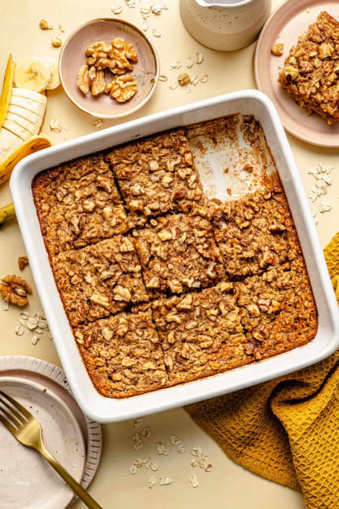baked oatmeal in baking dish