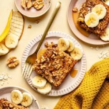 Cozy Banana Baked Oatmeal with Walnuts and Maple