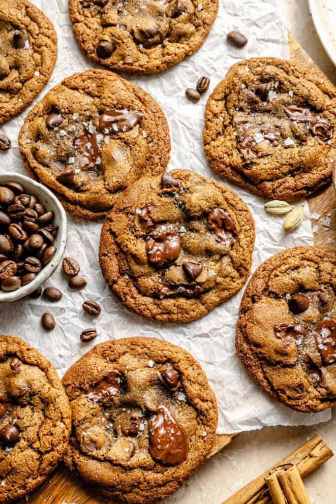 brown butter dirty chai cookies on sheet pan