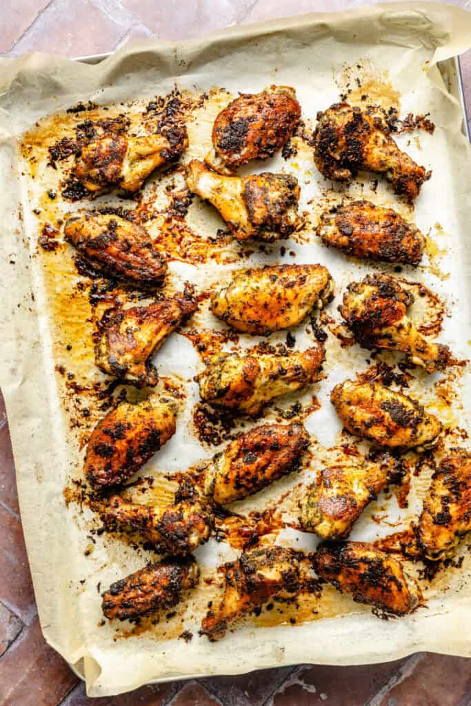 baked wings on sheet pan