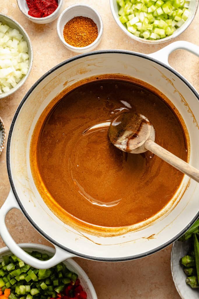 gumbo roux in pot