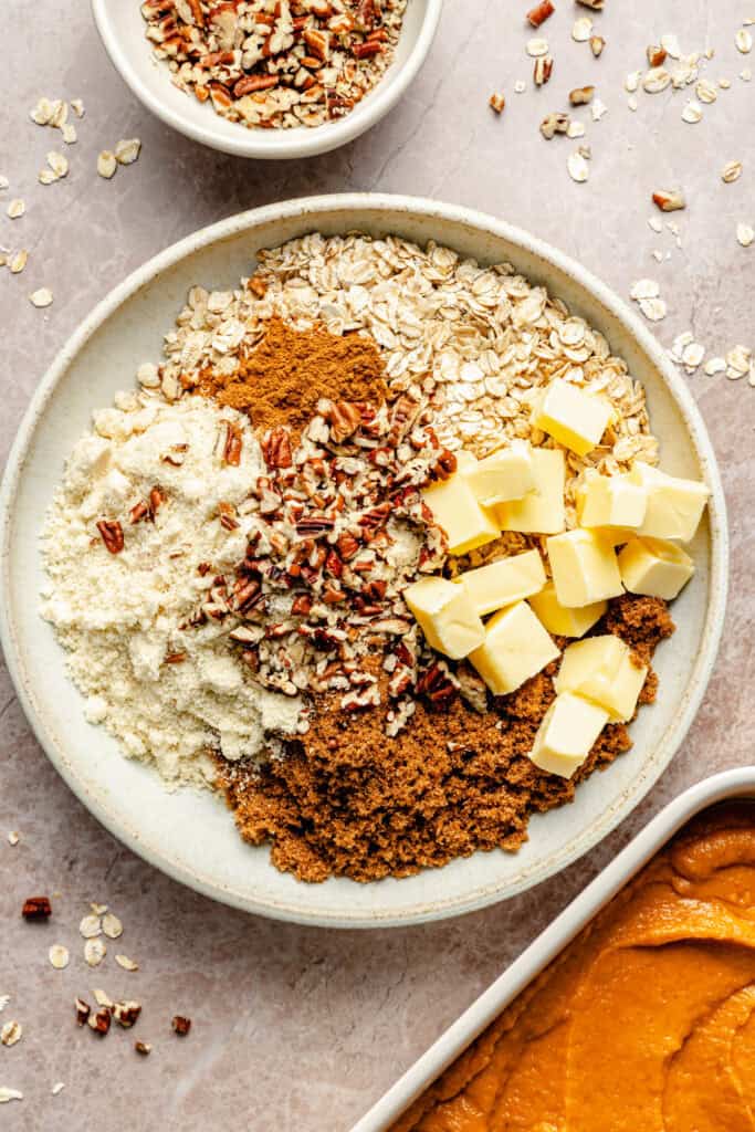 crisp topping ingredients in bowl