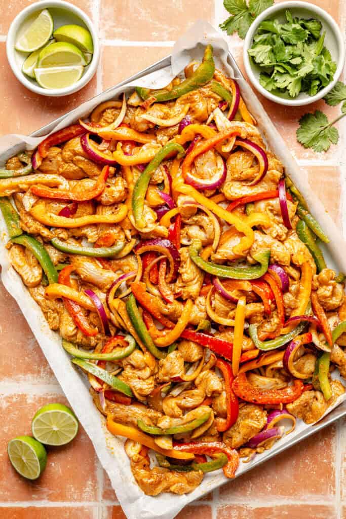 chicken and veggies on sheet pan