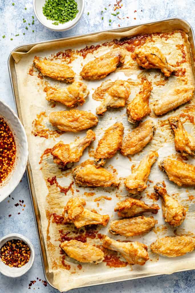 baked wings on sheet pan