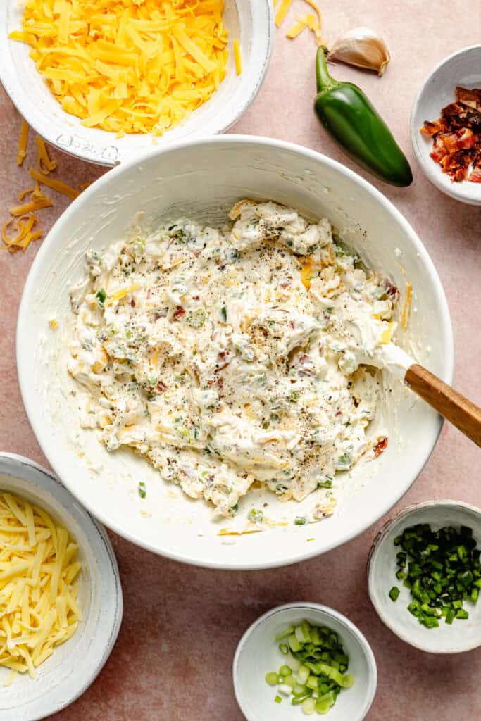 dip in mixing bowl with spatula