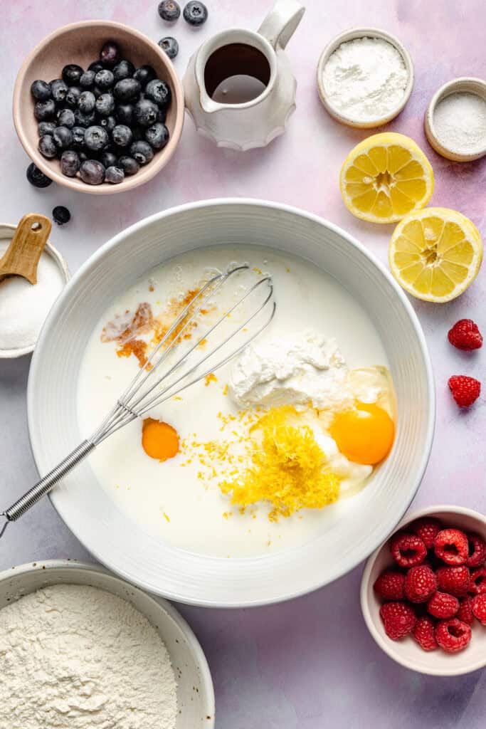 wet ingredients in mixing bowl