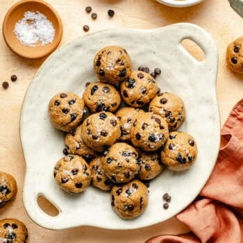 almond butter protein balls in bowl