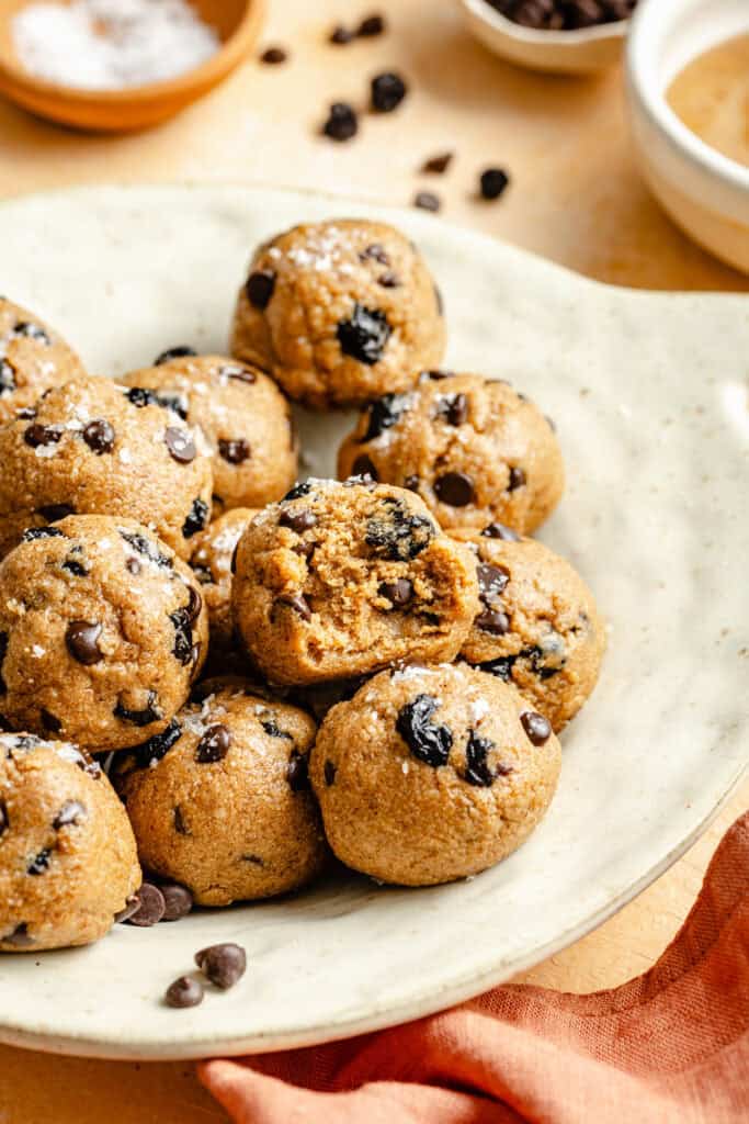 protein balls in serving bowl