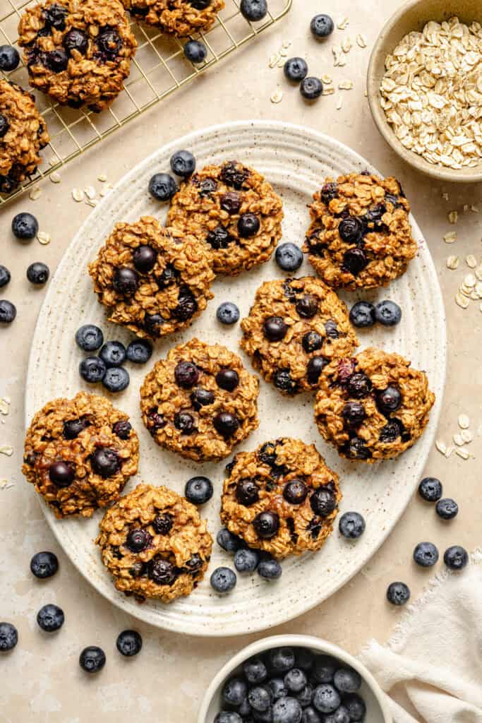 blueberry breakfast cookies on a plate
