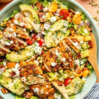 honey mustard chicken salad in serving platter