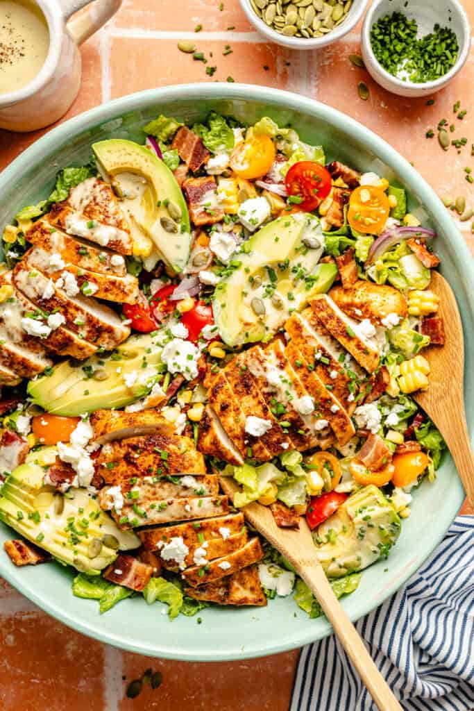 honey mustard chicken salad in serving platter