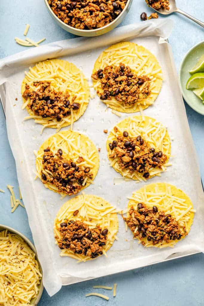 tacos on sheet pan before going in the oven
