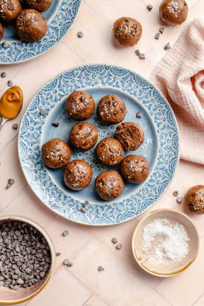 protein brownie bites on plate