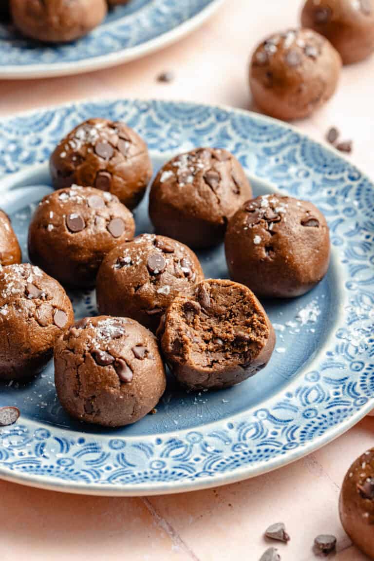 protein brownie bites on plate
