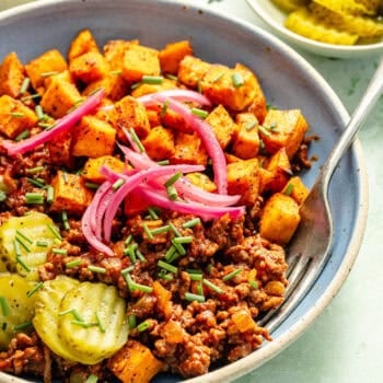 sloppy joe bowls with fork