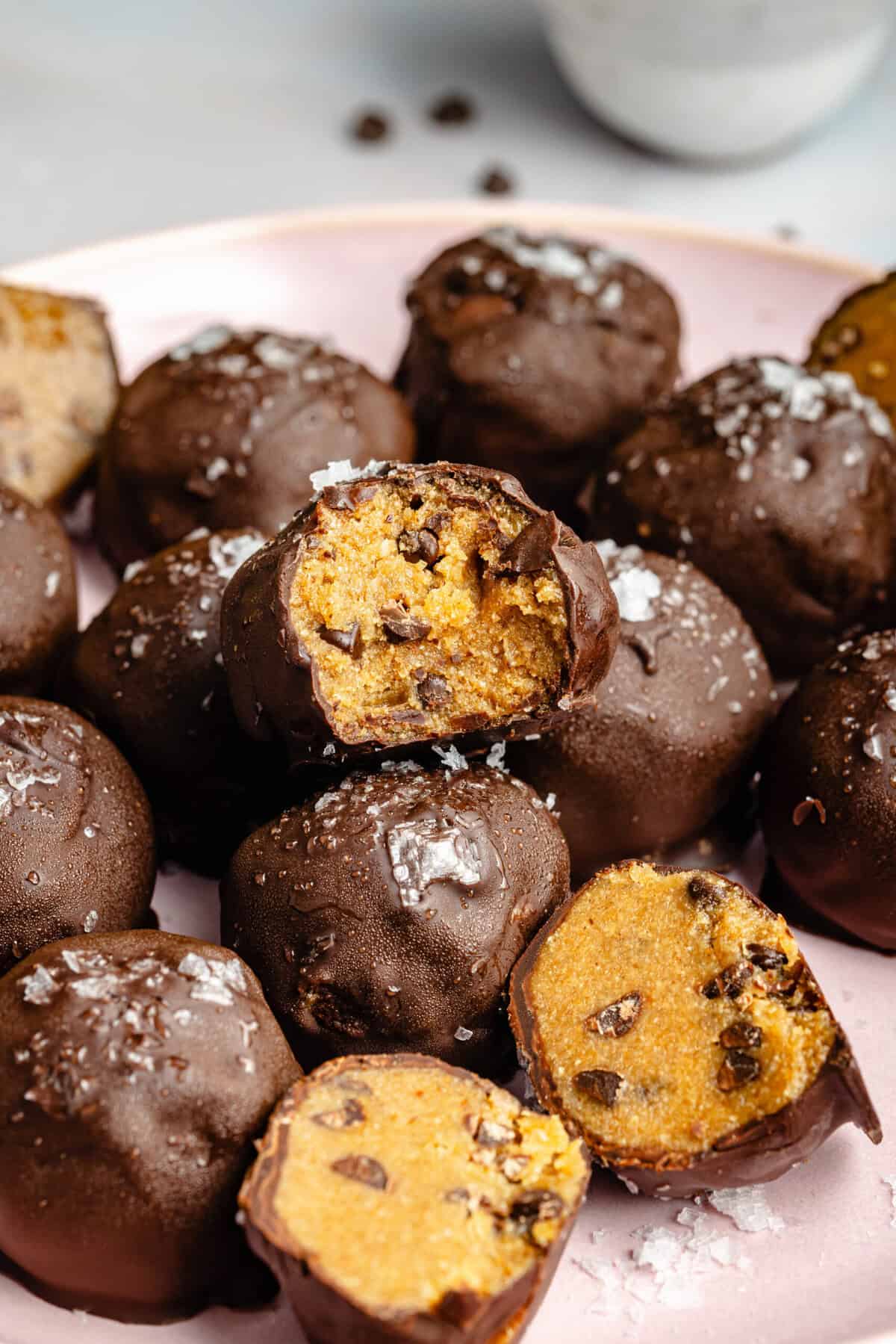 banana bread protein balls on plate