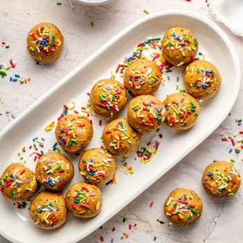 protein balls on serving dish