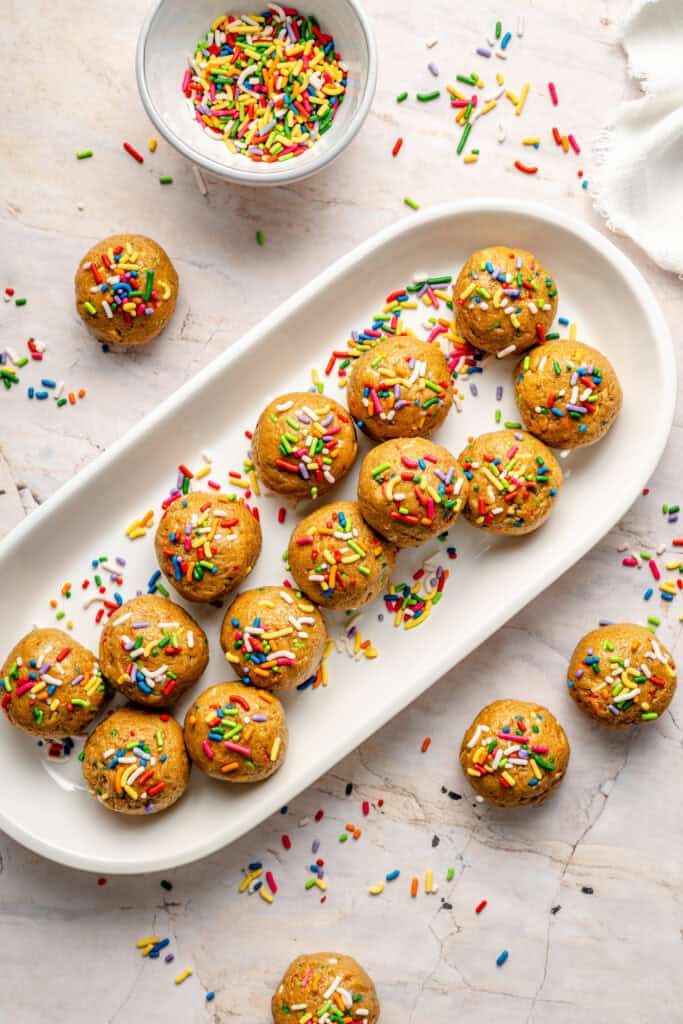 protein balls on serving dish